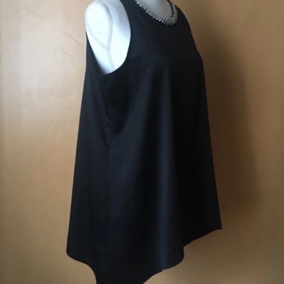 Alfani Sleeveless Black Satin Tunic Style Top with Embellished Neckline  (M) - Picture 8 of 10